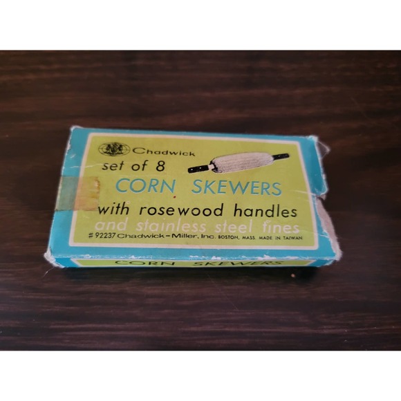 Vintage Chadwick-Miller 92237 Corn Skewers Set/8 Stainless Steel Rosewood w/Box - Picture 1 of 6